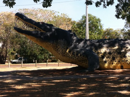 chased by the croc out of town