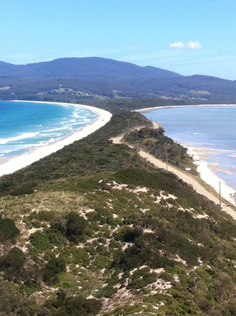 the sand spit that divides the  north n south islands